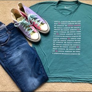Under armour short sleeve teal shirt